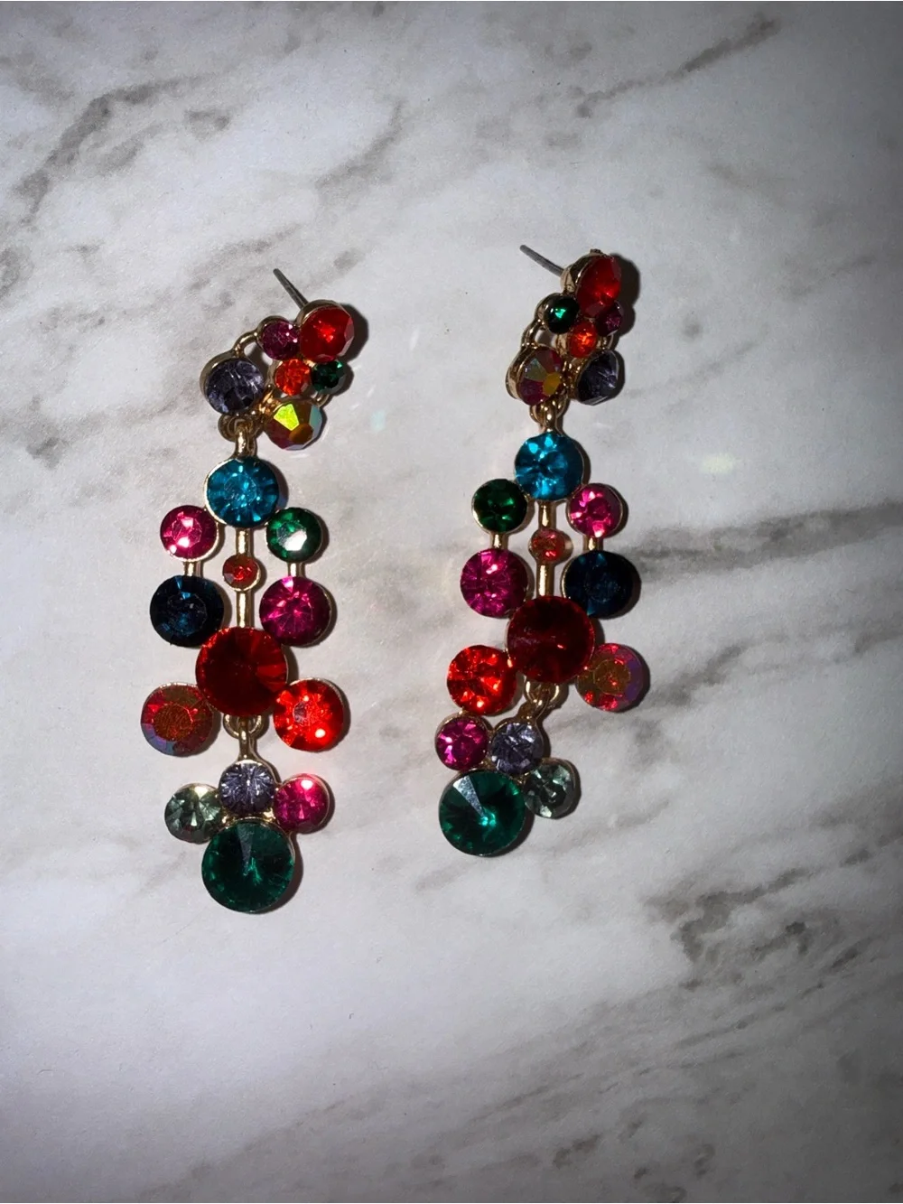 Vibrant Multicolor Crystal Drop Earrings - Women Jewelry